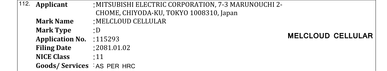Original bulletin entry for MELCLOUD CELLULAR