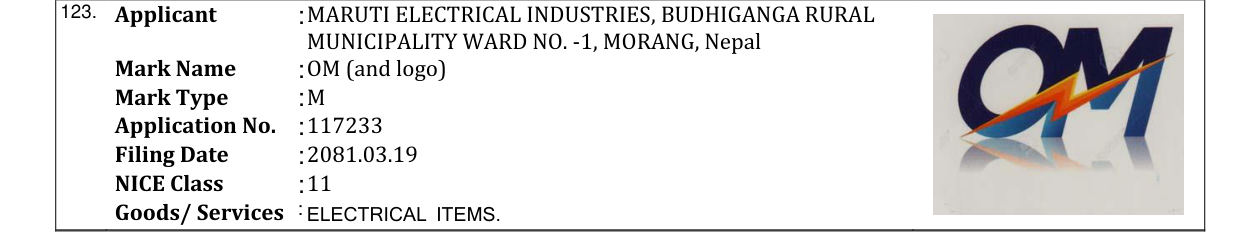 Original bulletin entry for OM (and logo)