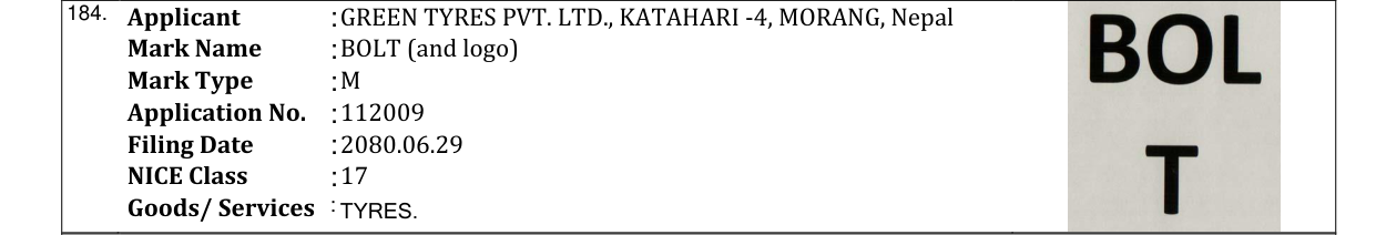 Original bulletin entry for BOLT (and logo)