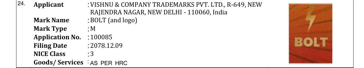 Original bulletin entry for BOLT (and logo)