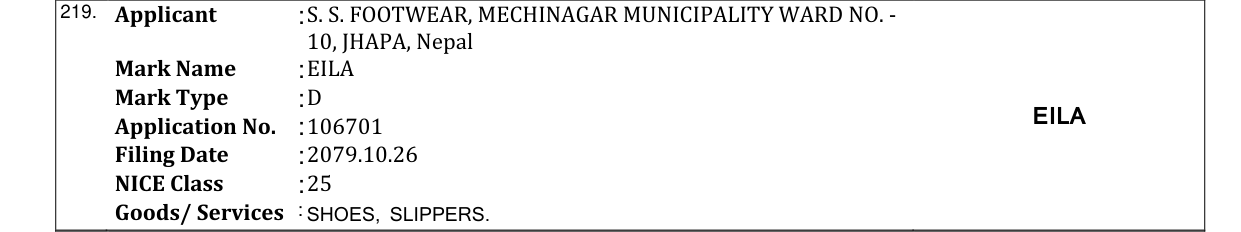 Original bulletin entry for EILA