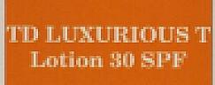TD LUXURIOUS T LOTION 30 SPF (and logo) trademark logo