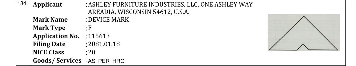 Original bulletin entry for DEVICE MARK