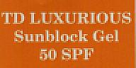 TD LUXURIOUS SUNBLOCK GEL 50 SPF (and logo) trademark logo
