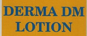 DERMA DM LOTION (and logo) trademark logo