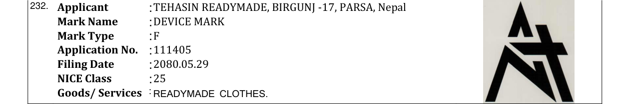 Original bulletin entry for DEVICE MARK