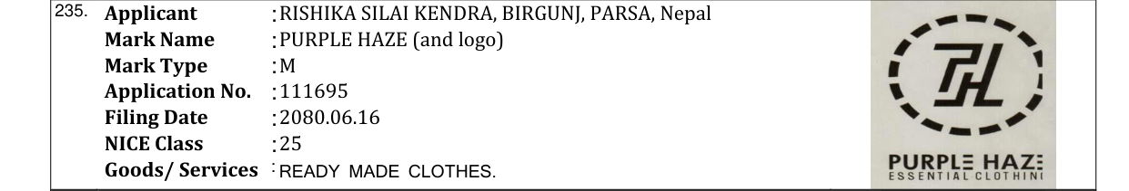 Original bulletin entry for PURPLE HAZE (and logo)