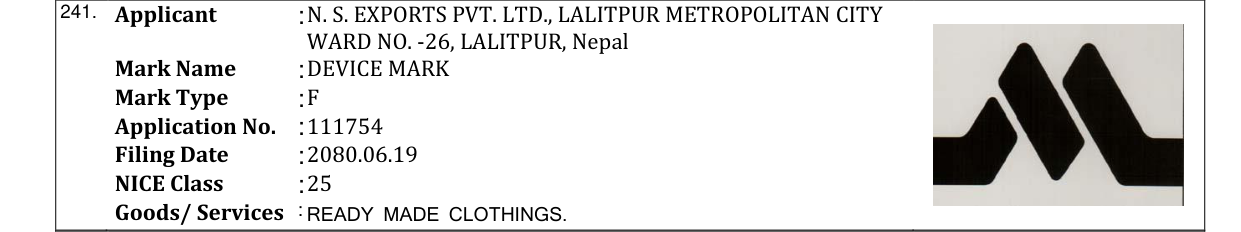Original bulletin entry for DEVICE MARK