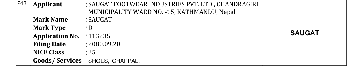 Original bulletin entry for SAUGAT