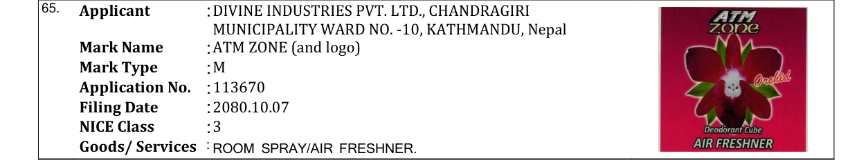 Original bulletin entry for ATM ZONE (and logo)