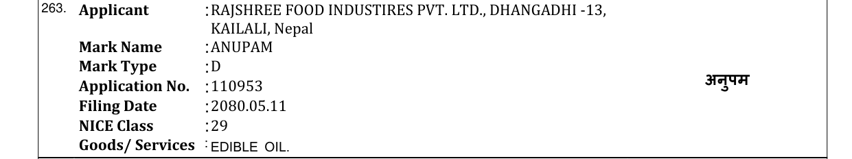 Original bulletin entry for ANUPAM