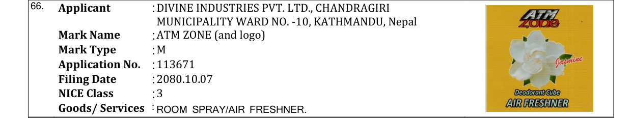 Original bulletin entry for ATM ZONE (and logo)