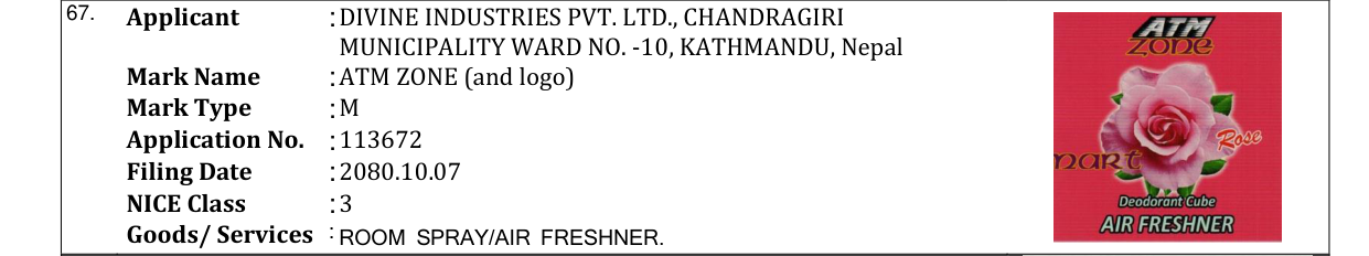 Original bulletin entry for ATM ZONE (and logo)