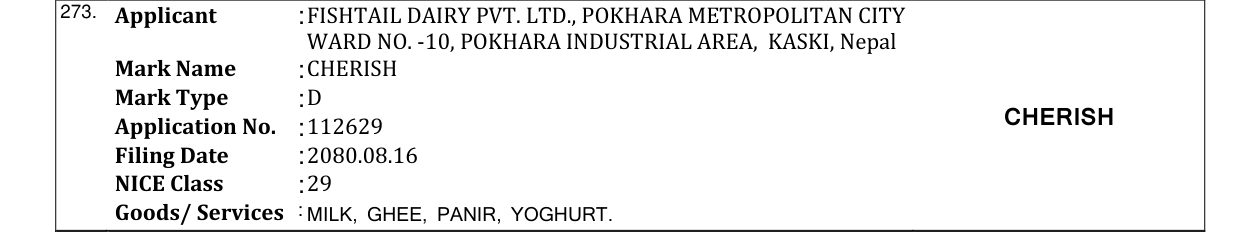 Original bulletin entry for CHERISH