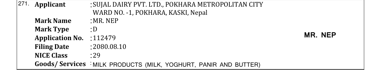 Original bulletin entry for MR. NEP