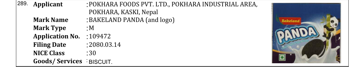 Original bulletin entry for BAKELAND PANDA (and logo)