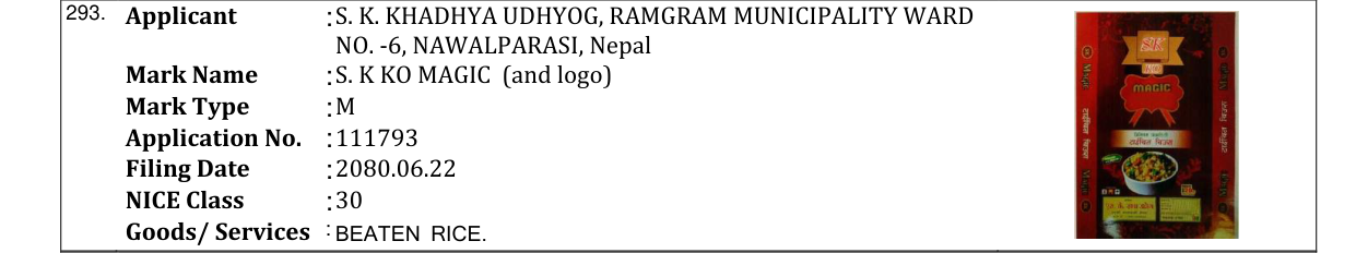 Original bulletin entry for S. K KO MAGIC (and logo)