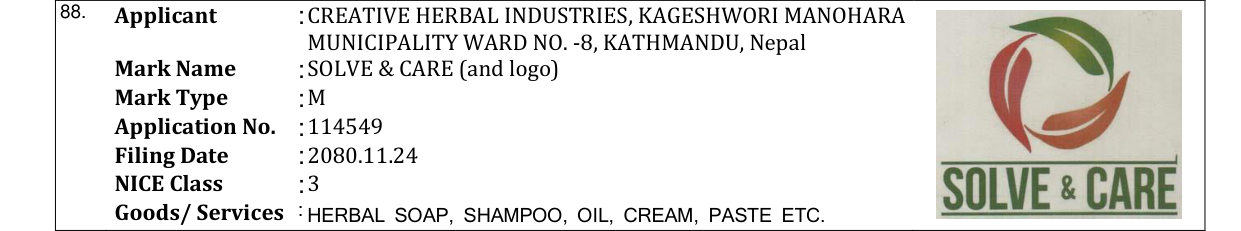 Original bulletin entry for SOLVE & CARE (and logo)