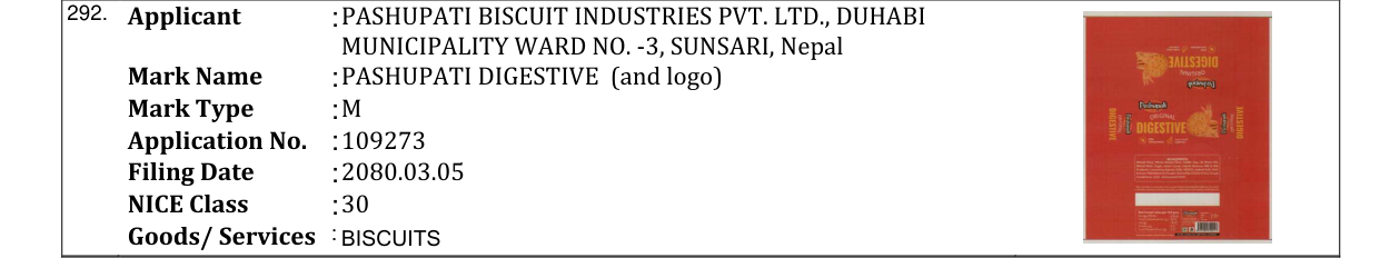 Original bulletin entry for PASHUPATI DIGESTIVE (and logo)