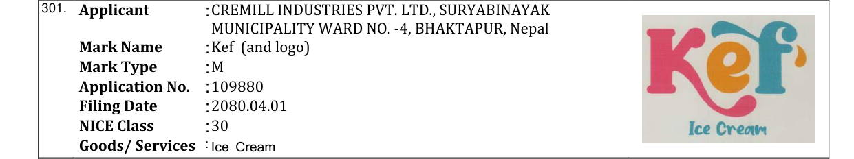 Original bulletin entry for Kef (and logo)