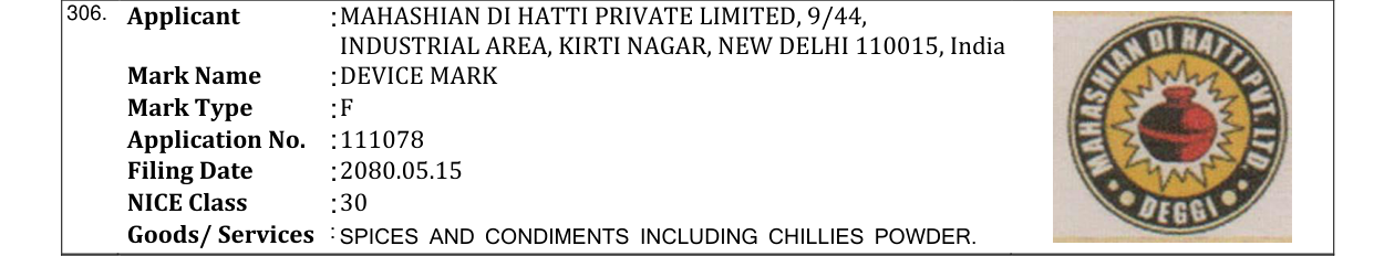 Original bulletin entry for DEVICE MARK