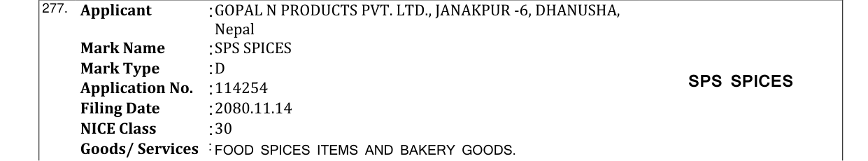 Original bulletin entry for SPS SPICES