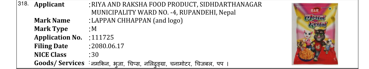Original bulletin entry for LAPPAN CHHAPPAN (and logo)