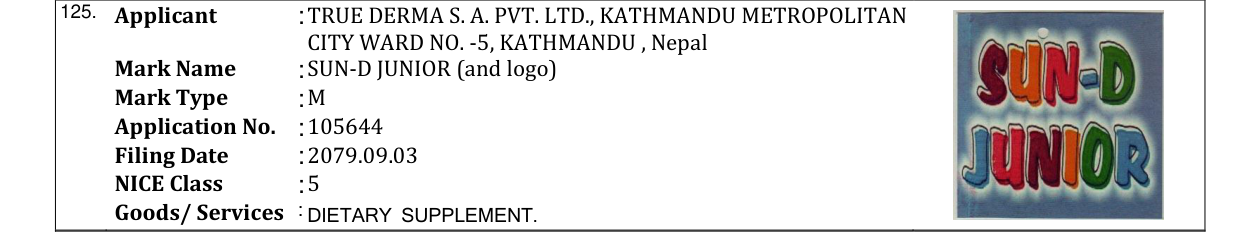 Original bulletin entry for SUN-D JUNIOR (and logo)