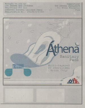 ATHENA SANITARY PADS (and logo) trademark logo