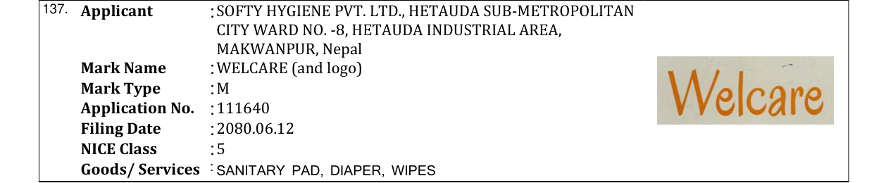Original bulletin entry for WELCARE (and logo)