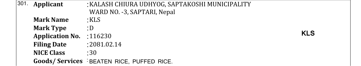 Original bulletin entry for KLS