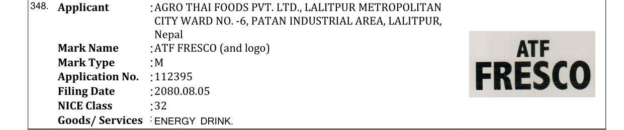 Original bulletin entry for ATF FRESCO (and logo)