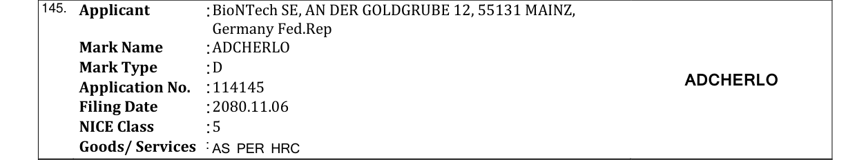Original bulletin entry for ADCHERLO