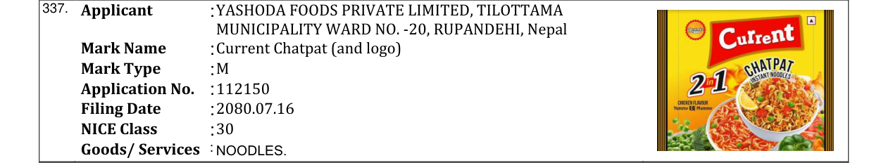 Original bulletin entry for Current Chatpat (and logo)
