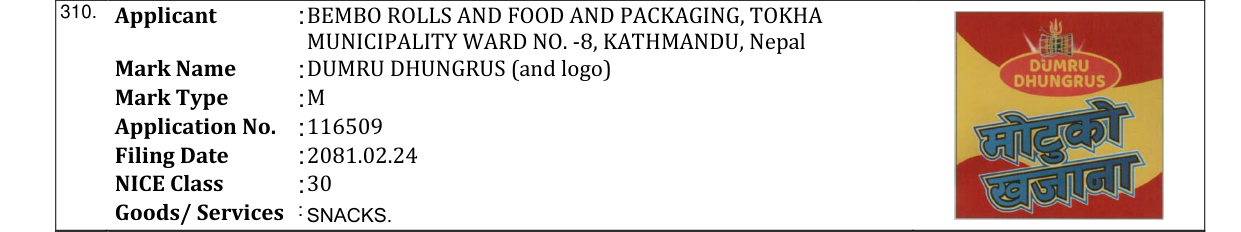 Original bulletin entry for DUMRU DHUNGRUS (and logo)