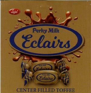 PERKY MILK ECLAIRS (and logo) trademark logo