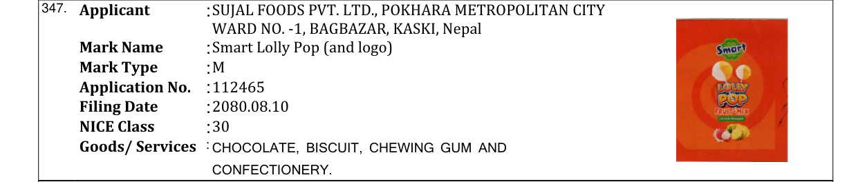 Original bulletin entry for Smart Lolly Pop (and logo)