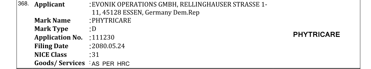 Original bulletin entry for PHYTRICARE