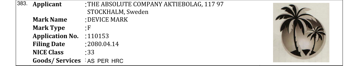 Original bulletin entry for DEVICE MARK
