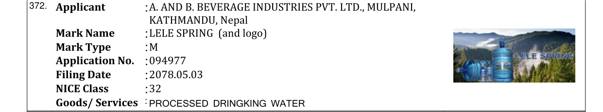 Original bulletin entry for LELE SPRING (and logo)