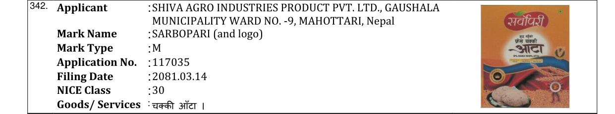 Original bulletin entry for SARBOPARI (and logo)
