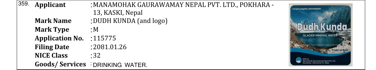 Original bulletin entry for DUDH KUNDA (and logo)