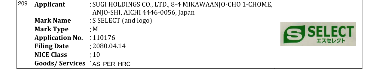 Original bulletin entry for S SELECT (and logo)