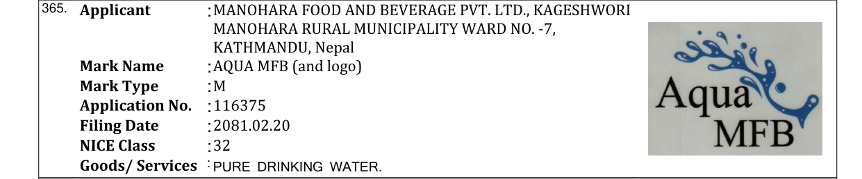 Original bulletin entry for AQUA MFB (and logo)