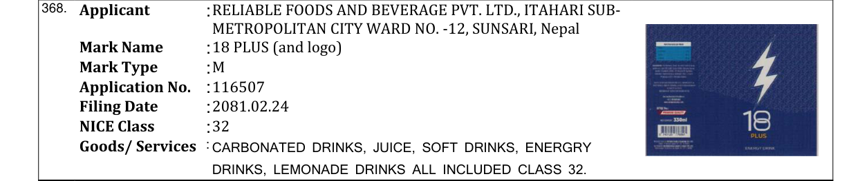 Original bulletin entry for 18 PLUS (and logo)