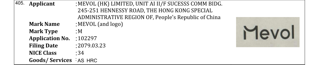 Original bulletin entry for MEVOL (and logo)