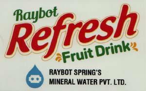 RAYBOT REFRESH FRUIT DRINK (and logo) trademark logo
