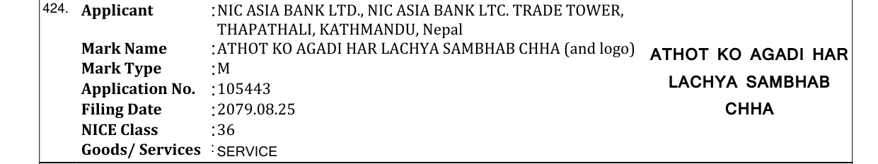 Original bulletin entry for ATHOT KO AGADI HAR LACHYA SAMBHAB CHHA (and logo) ATHOT KO AGADI HAR