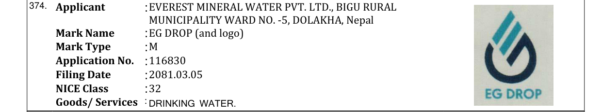 Original bulletin entry for EG DROP (and logo)
