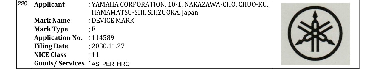 Original bulletin entry for DEVICE MARK